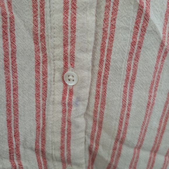 XS Lucky Brand red & white striped high neck sleeveless button up blouse - Picture 3 of 3